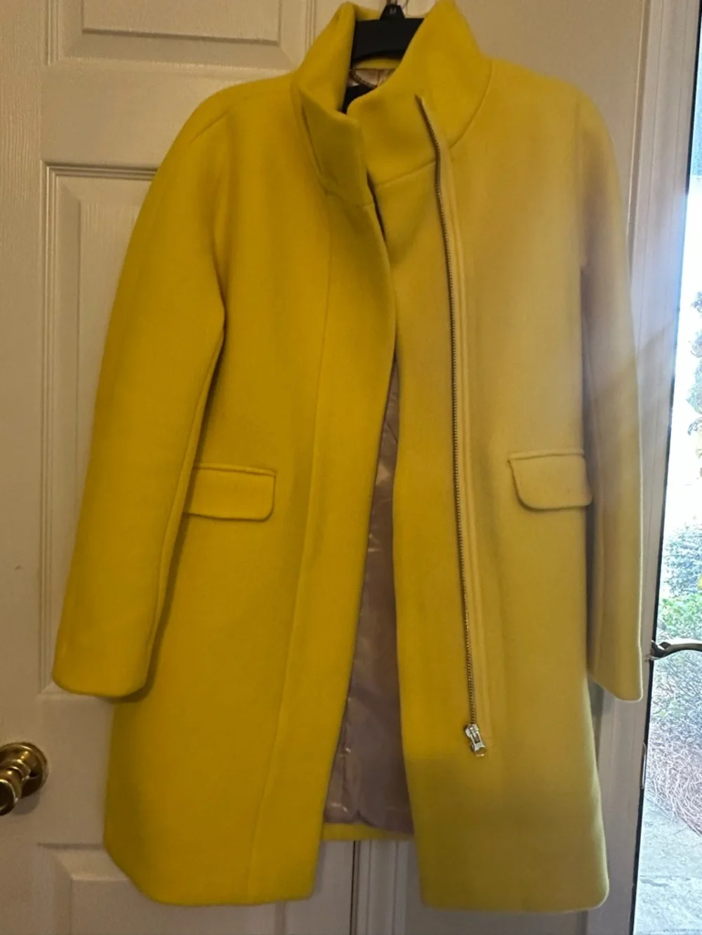 J. Crew Bright Yellow Italian Stadium Cloth Coat - Picture 1 of 6